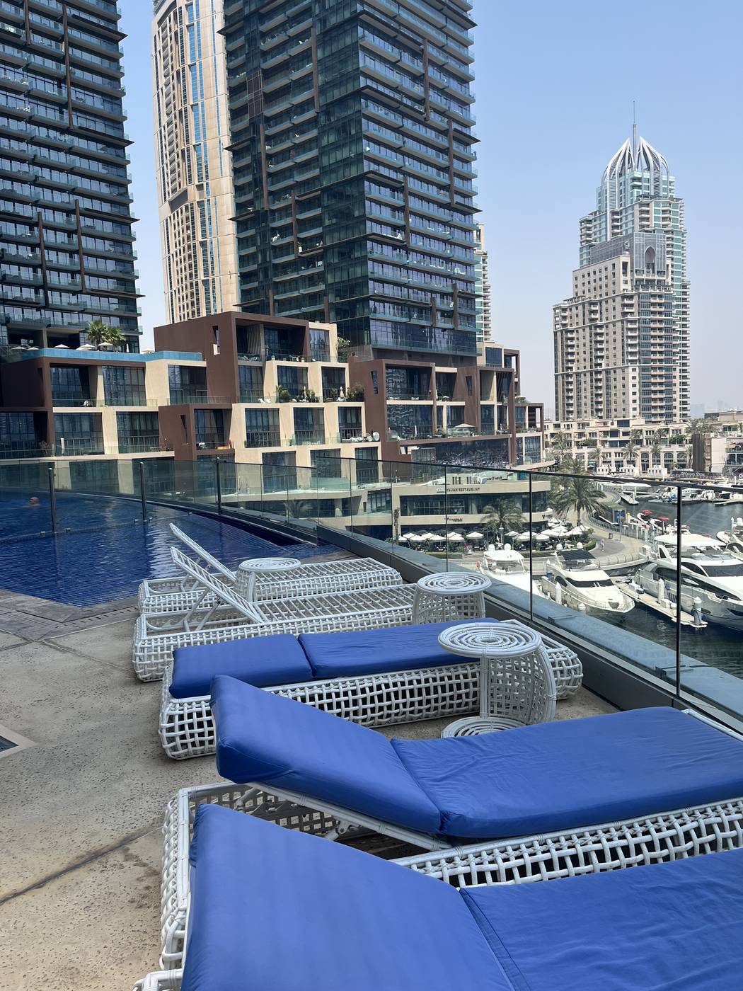 Poolside view overlooking Dubai Marina